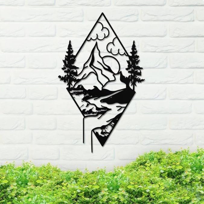 Metal Mountain Landscape Sign, Landscape Metal Sign, Metal Mountain Landscape Sign, Landscape Sign, Home Decor, Backyard Sign