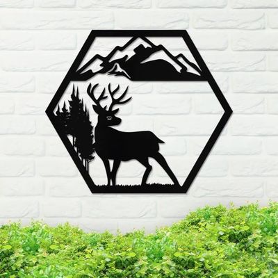 Metal Deer Sign, Deer Metal Sign, Metal Wall Art, Housewarming Gift, Home Decor, Backyard Sign, Wedding Gift, Metal Nature Sign