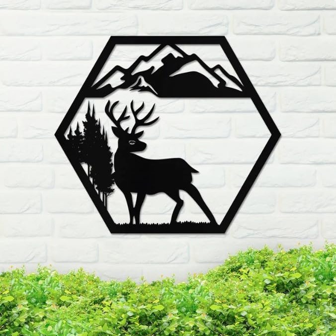 Metal Deer Sign, Deer Metal Sign, Metal Wall Art, Housewarming Gift, Home Decor, Backyard Sign, Wedding Gift, Metal Nature Sign