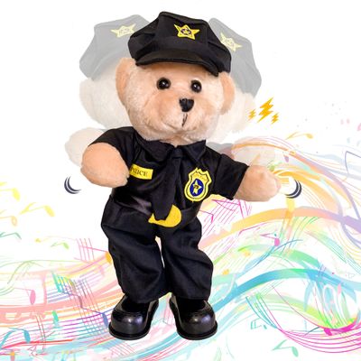 PowerPals Singing Dancing Police Teddy Bear Playing Bad Boys What You Gonna Do Song Musical Interactive Stuffed Animal Plush Cop Toy for Birthday, Valentines Day Gifts for Kids & Adults, 14 Inch