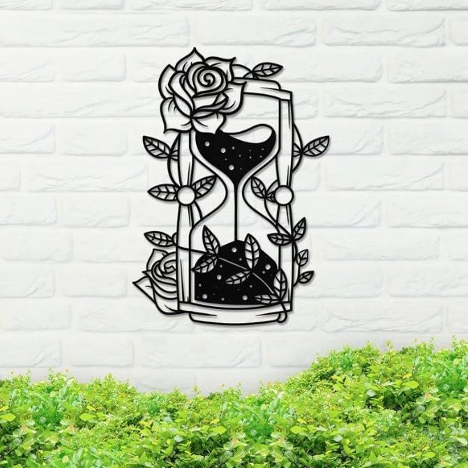 Metal Hourglass Sign, Metal Sign, Silver Metal Sign, Hourglass Art, Housewarming Gift, Metal Wall Art, Outdoor Sign, Outdoor Decor