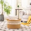 KAKAMAY Large Blanket Basket (20"x13"),Woven Baskets for storage Baby Laundry Hamper, Cotton Rope Blanket Basket for Living Room, Laundry, Nursery, Pillows, Baby Toy chest (Brown Fringe) view 3