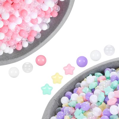 Heopeis Ball Pit Balls Pack of 200 - Star and Round Set BPA Free Phthalate Free Non-Toxic Crush Proof Play Balls Soft Plastic Balls for Toddlers Baby Kids Birthday Pool Tent Party
