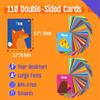 110 PCS Early Learning Flashcards, Double Sided Cards- Alphabet, Numbers, Foods, Animals, Shapes, Colors, Home Object with 4 Reclosable Rings, Learning Tool for Pre-K Kindergarten Toddlers view 2