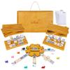 GOTHINK Mexican Train Dominoes Set, Double 12 Dominos Set for Kids Adults and Family, Dominoes Tile Board Game with Tiles Holders*8, Colorful Metal Trains*9, Wooden Hub, Scoreboards*2, Wooden Case view 1