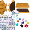 GOTHINK Mexican Train Dominoes Set, Double 12 Dominos Set for Kids Adults and Family, Dominoes Tile Board Game with Tiles Holders*8, Colorful Metal Trains*9, Wooden Hub, Scoreboards*2, Wooden Case view 4