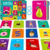 50 PCS Early Learning Flashcards, 7 in 1 Double Sided Cards- Alphabet, Numbers, Foods, Animals, Shapes, Colors with 2 Reclosable Rings, Learning Tool for Pre-K Kindergarten Toddlers view 1