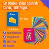 50 PCS Early Learning Flashcards, 7 in 1 Double Sided Cards- Alphabet, Numbers, Foods, Animals, Shapes, Colors with 2 Reclosable Rings, Learning Tool for Pre-K Kindergarten Toddlers view 2
