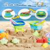 Beach Toys for Toddlers 1-3, Beach Toy Sand Toy for Kids Ages 4-8, 2 Collapsible Sand Bucket and Shovels, Mesh Bag, Sand Castle Animal Molds Sets, Travel Sandbox Toys for Toddlers Kids Age 3-10 view 2