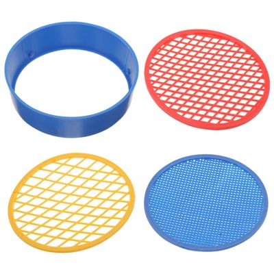 Toddmomy Soil Sieve Set with 3 Plastic Mesh Screens 4.17 Inch Garden Soil Sifter for Rock Screening Sand Sifting Lightweight Easy-Clean Handheld Sifting Pan