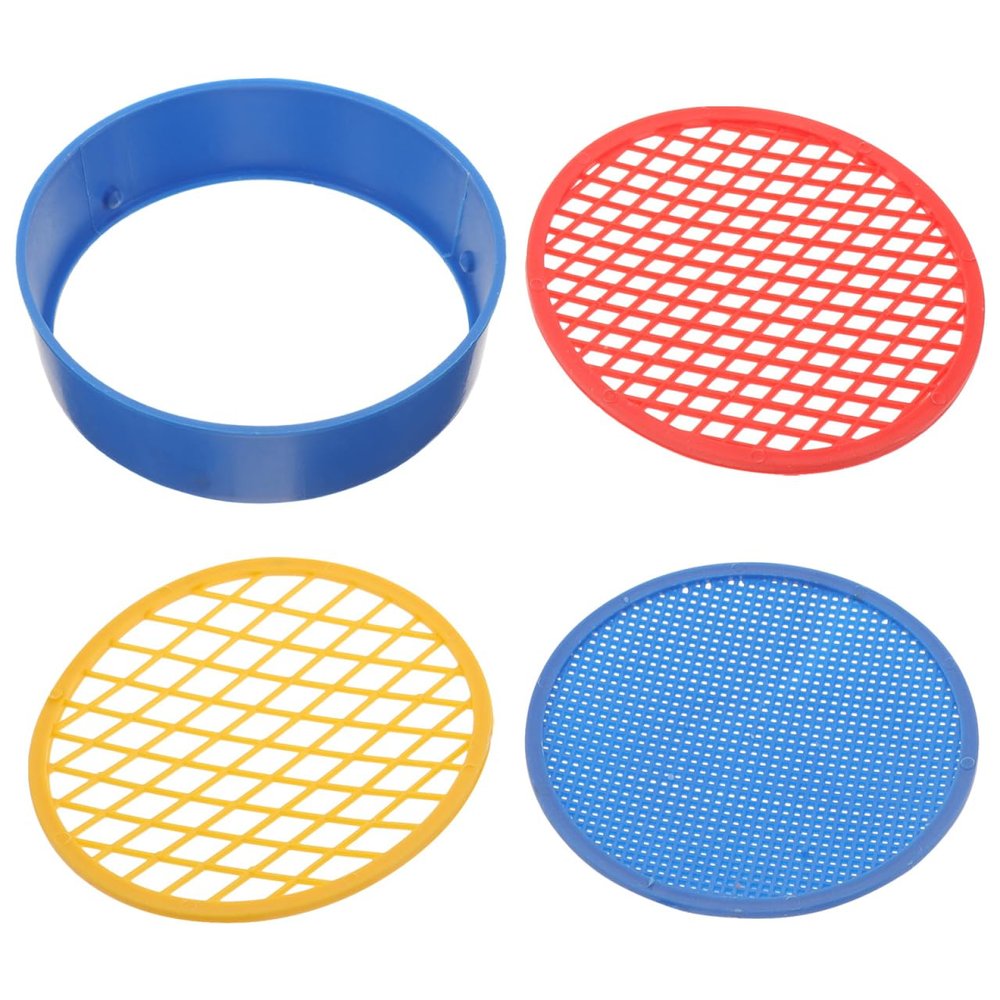 Toddmomy Soil Sieve Set with 3 Plastic Mesh Screens 4.17 Inch Garden Soil Sifter for Rock Screening Sand Sifting Lightweight Easy-Clean Handheld Sifting Pan