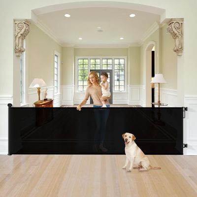 34'' Tall 122'' Extra Wide Retractable Baby Gates (Black)
