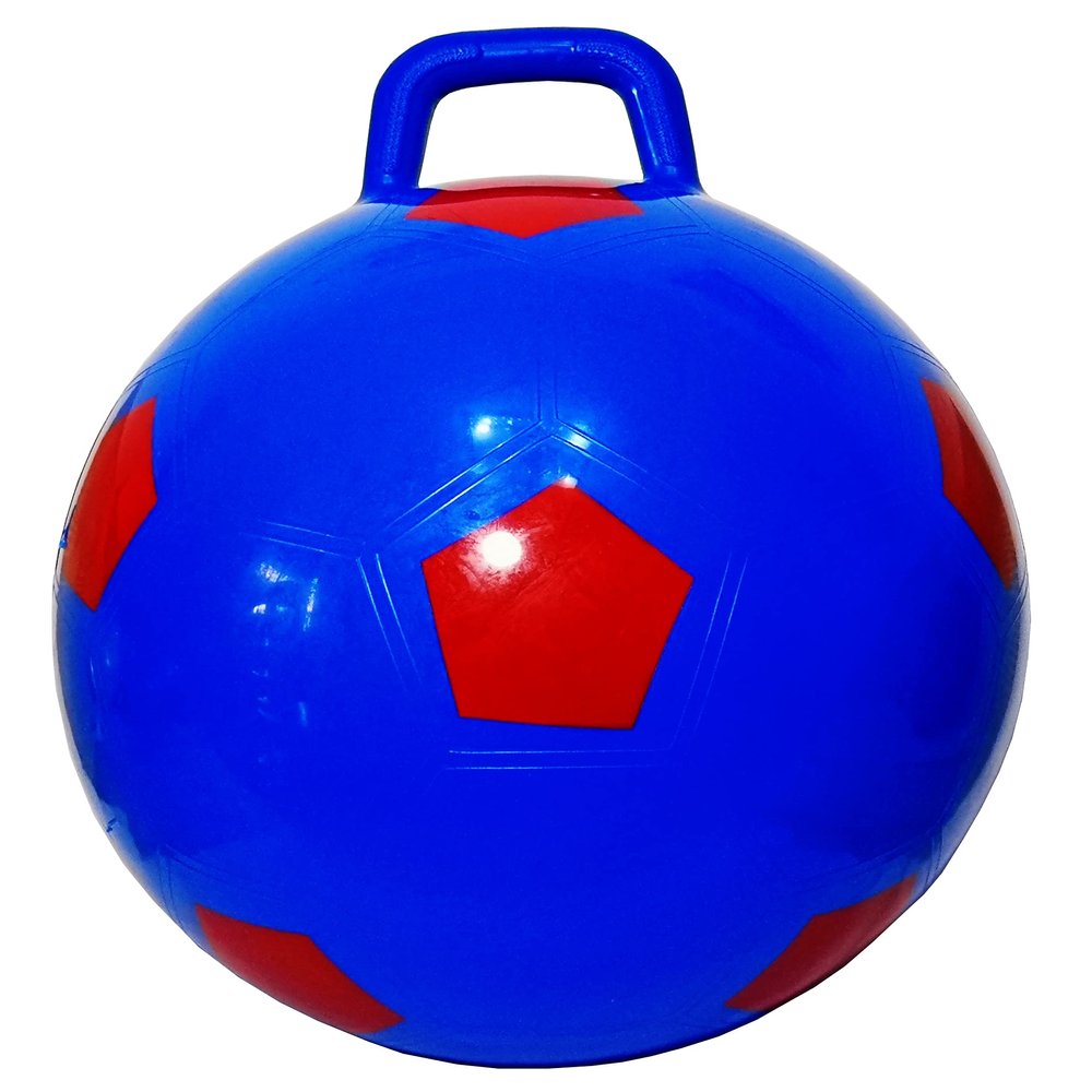 AppleRound Space Hopper Ball with Pump in Soccer Style, 15in / 38cm Diameter for Ages 3-6, Kangaroo Bouncer, Hoppity Hippity Hopball, Sit-on Bouncy Ball with Handle