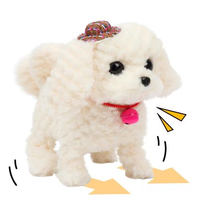 Cuteoy Walking White Dog Stuffed Animal Talking Wagging Nodding Educational Plush Puppy Toy Electric Interactive Animated Plushies for Girls Boys Birthday