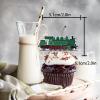 18pcs Glitter Steam Train Dessert Cupcake Topper Transportation Train Railroad Crossing Theme Decor Supplies Baby Shower Children Boy Girl Happy Birthday Party Decorations view 2