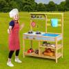 GAOMON Wooden Play Kitchen,Outdoor Mud Kitchen with Removable Sink & Faucet, Water Box, Stove Top, Storage Shelves, Indoor/Outdoor Pretend Playset for Toddler Boys & Girls Age 3+ view 1