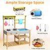 GAOMON Wooden Play Kitchen,Outdoor Mud Kitchen with Removable Sink & Faucet, Water Box, Stove Top, Storage Shelves, Indoor/Outdoor Pretend Playset for Toddler Boys & Girls Age 3+ view 3
