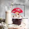 18pcs Glitter Folding Fan Dessert Cupcake Topper Retro Elegance Traditional Wedding Theme Decor Supplies Girls Woman Happy Birthday Party Decorations view 2