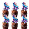 18pcs Fluorescent Blue Glitter Pink Roller Skates Dessert Cupcake Topper 80s 90s Retro Hip Hop Roller Skating Theme Decor Supplies Boys Girls Happy Birthday Party Decorations view 1