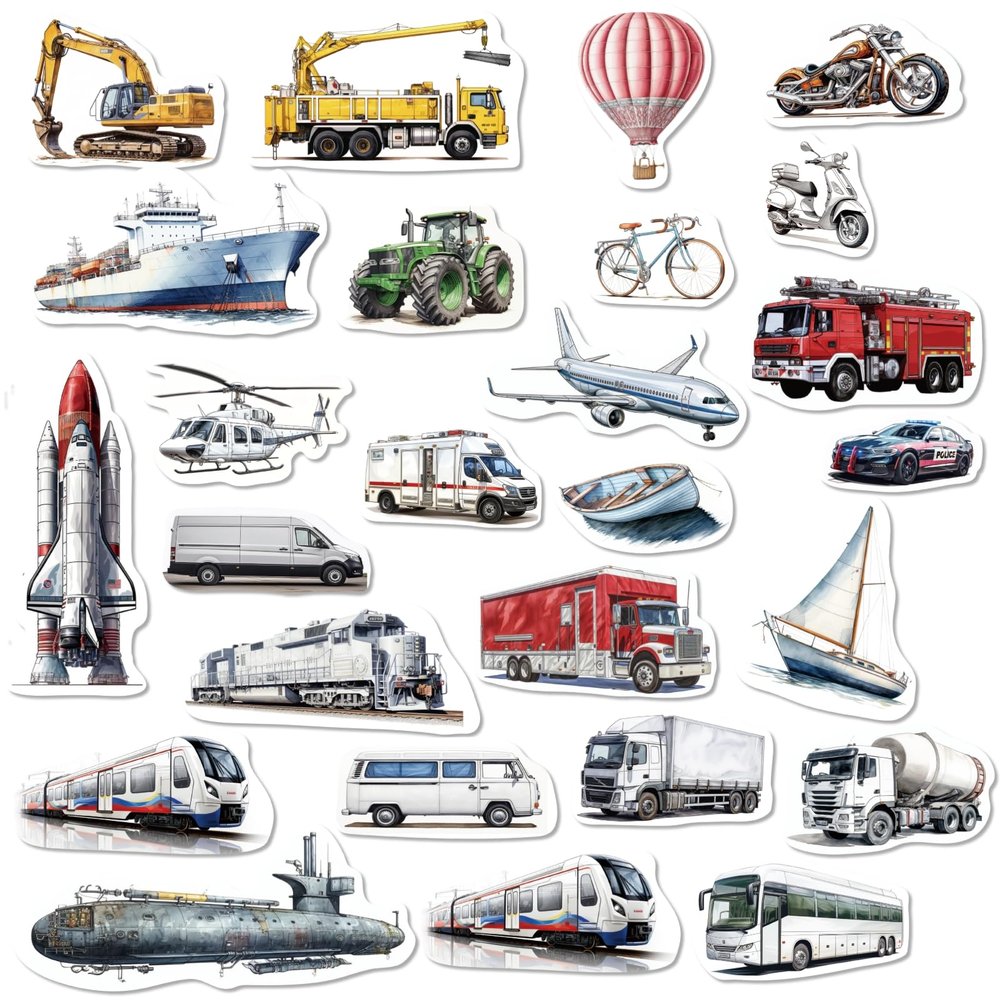 CHEFAN Vehicle Felt Board Story Pieces Precut Flannel Figures Cars Train Planes Boats Transportation, Sea Land Sky Themed Toys for Preschool 28 Pcs