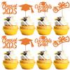 24 Pack 2025 Graduation Cupcake Toppers Glitter Class of 2025 Congrats Grad Cap Cupcake Picks for Graduation Theme School Cake Decoration Party Supplies Orange view 1
