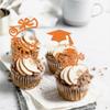 24 Pack 2025 Graduation Cupcake Toppers Glitter Class of 2025 Congrats Grad Cap Cupcake Picks for Graduation Theme School Cake Decoration Party Supplies Orange view 3