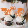 24 Pack 2025 Graduation Cupcake Toppers Glitter Class of 2025 Congrats Grad Cap Cupcake Picks for Graduation Theme School Cake Decoration Party Supplies Orange view 4