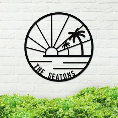 Custom Island Landscape Metal Sign, Island Sunset Metal Sign, Metal Sign, Island, Metal Family Sign, Door Hanger, Home Decor, Backyard Sign