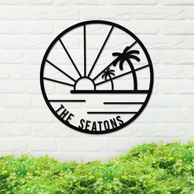 Custom Island Landscape Metal Sign, Island Sunset Metal Sign, Metal Sign, Island, Metal Family Sign, Door Hanger, Home Decor, Backyard Sign