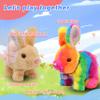 Hopearl Hopping Rabbit with Bell Interactive Electronic Pet Plush Bunny Toy with Sounds and Movements Animated Walking Wiggle Ears Twitch Nose Gift for Toddlers Birthday, Rainbow, 7'' view 4