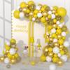 Yellow White Gold Balloon Garland Arch Kit, 122PCS White Yellow Balloons Metallic Gold Confetti Balloon for Birthday Wedding Baby Shower Spring Summer Lemon Girls Honeybee Popcorn Sunflower Decoration view 1
