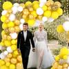Yellow White Gold Balloon Garland Arch Kit, 122PCS White Yellow Balloons Metallic Gold Confetti Balloon for Birthday Wedding Baby Shower Spring Summer Lemon Girls Honeybee Popcorn Sunflower Decoration view 3