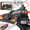 Hot Bee Train Set for Boys,Remote Control Christmas Train Sets w/Steam Locomotive,Light Passenger Cars & Tracks,Trains Toys w/Smoke,Whistle & Lights,Christmas Toys Gifts for 3 4 5 6 7 8+ Year Old Kids view 1