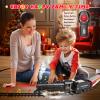 Hot Bee Train Set for Boys,Remote Control Christmas Train Sets w/Steam Locomotive,Light Passenger Cars & Tracks,Trains Toys w/Smoke,Whistle & Lights,Christmas Toys Gifts for 3 4 5 6 7 8+ Year Old Kids view 4