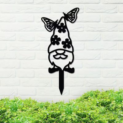 Metal Yard Sign, Metal Lawn Gnome, Yard Sign, Yard Gnome, Garden Decor, Yard Sign with Stakes, Lawn Mounted Plaque, Lawn Sign, Metal Art