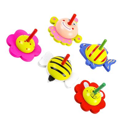 ORFOFE 5pcs Wooden Gyroscope Toy Colorful Rotating for Boys and Girls Develops Motor Skills and Imagination Safe Wooden Material for Educational Play and