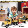 CALEST Remote Control Semi Truck with Trailer -24 Inch RC Semi-Trailer Engineering Tractor with Road Roller Toys,1:24 Truck with LED Lights & Music, Great Gift for Boys Girls view 2