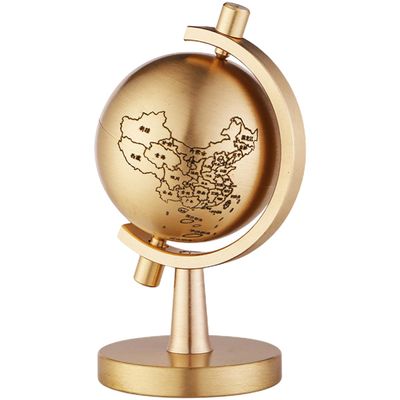 GARVALON Brass Rotating Globe Decor Small Globe with Base for Home Office Multi-functional Desktop Ornament Safe Practical for Classroom Bedroom Decoration