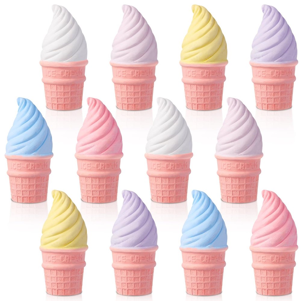 Humyoun 12 Pcs Non-toxic Ice Cream Sidewalk Chalk Set (6 Colors) - Back to School Supplies - Washable Party Favors Bulk, Summer Birthday, Outdoor Playground Art Activities Crafts- Safe Chalkboard Fun