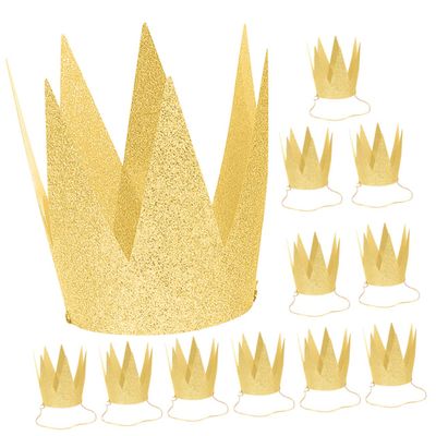 FAVOMOTO 12pcs Boys and Girls Birthday Party Hats Gold Plastic Crowns for Boys and Girls Fun Party Props for Memorable Celebrations
