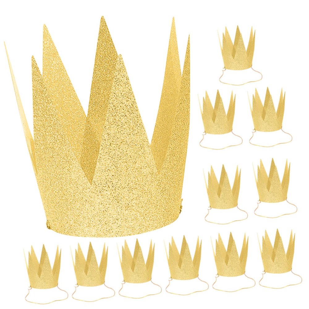 FAVOMOTO 12pcs Boys and Girls Birthday Party Hats Gold Plastic Crowns for Boys and Girls Fun Party Props for Memorable Celebrations
