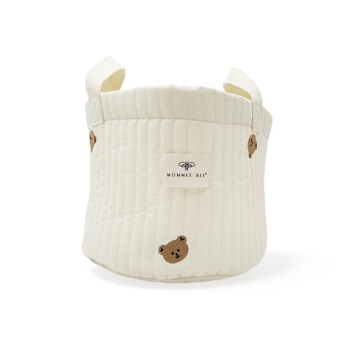 Mommee Bee Storage Basket Snuggle Bear l Bag Handmade Embroidery Lightweight & Eco-Friendly