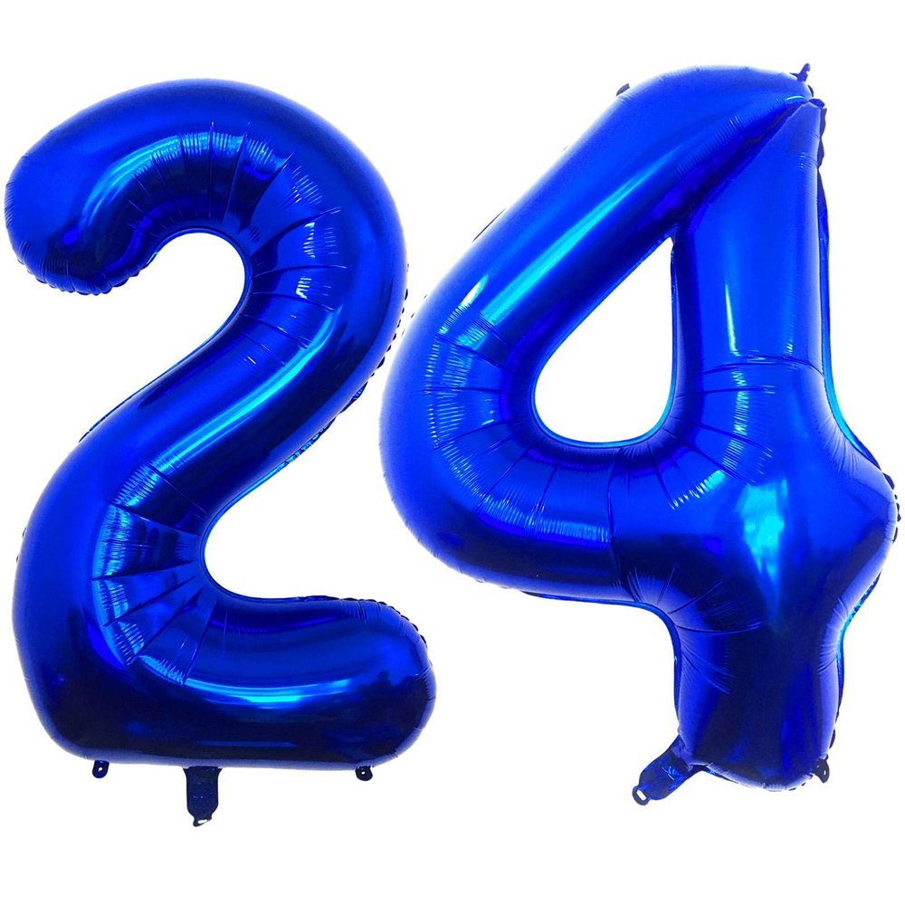 Navy Blue 24 Number Balloons, 40 Inch Giant Number 24 Balloons Foil Mylar Helium Dark Blue Number Balloons for 24th Birthday Party Supplies Anniversary Event Celebration Decorations