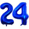 Navy Blue 24 Number Balloons, 40 Inch Giant Number 24 Balloons Foil Mylar Helium Dark Blue Number Balloons for 24th Birthday Party Supplies Anniversary Event Celebration Decorations view 1