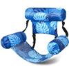 Sonwyoung Inflatable Pool Floats Adult Floating Lounge Chairs Adjustable Hammock Water Floating Chair Swimming Tropical Plants Pattern for Party Summer Water Beach Lake Fun(Blue) view 1