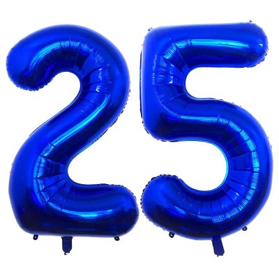 Navy Blue 25 Number Balloons, 40 Inch Giant Number 25 Balloons Foil Mylar Helium Dark Blue Number Balloons for 25th Birthday Party Supplies Anniversary Event Celebration Decorations
