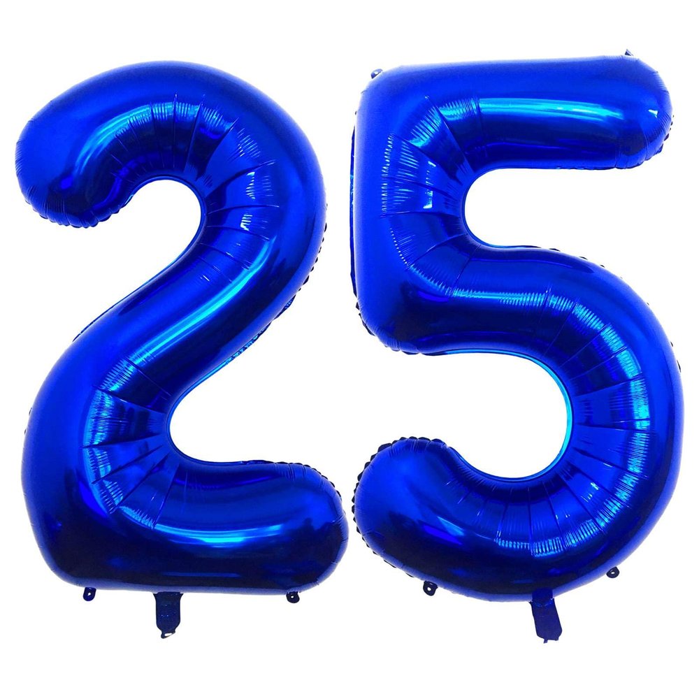 Navy Blue 25 Number Balloons, 40 Inch Giant Number 25 Balloons Foil Mylar Helium Dark Blue Number Balloons for 25th Birthday Party Supplies Anniversary Event Celebration Decorations