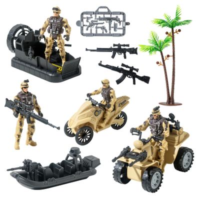 Wbzle Military Soldier Men Action Figures, 11PCS US Army Soldier Plastic Figure Set Military Base Playset Vehicles Play Combat Toys, Army Toy Set for Kids Boys Age 3 4 5 6+