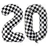 Black White Checkered Number 20 Balloons, 40 Inch Giant Number Balloons Foil Mylar Helium Checkered Number 20 Balloons for 20th Birthday Party Supplies Anniversary Event Celebration Decorations view 1