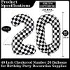 Black White Checkered Number 20 Balloons, 40 Inch Giant Number Balloons Foil Mylar Helium Checkered Number 20 Balloons for 20th Birthday Party Supplies Anniversary Event Celebration Decorations view 2